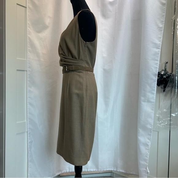Ralph Lauren tan camel brown sleeveless wool cashmere belted midi dress Sz 10 - Picture 3 of 15